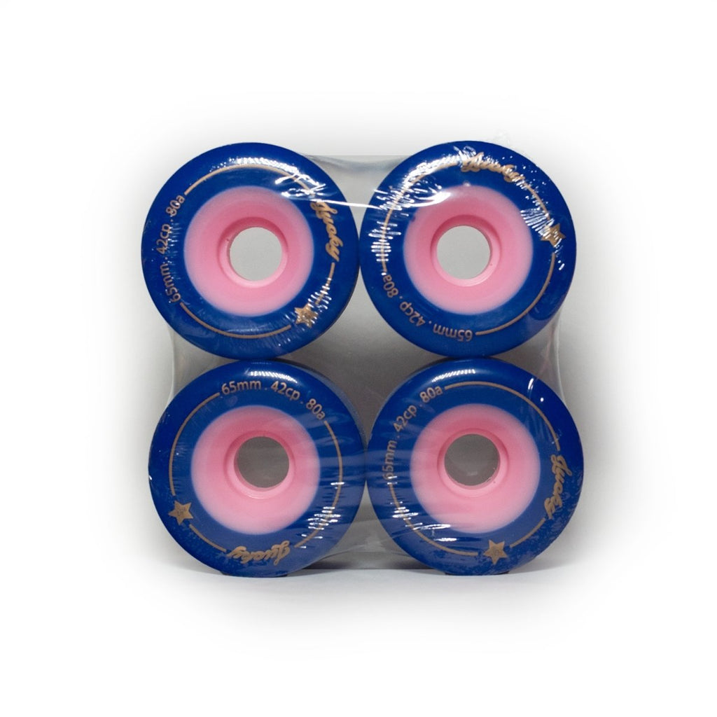 Lucky Wheels - Sixty Five - Blue & Pink - 65mm / 80a (Set of 4 Wheels)____True Supplies
